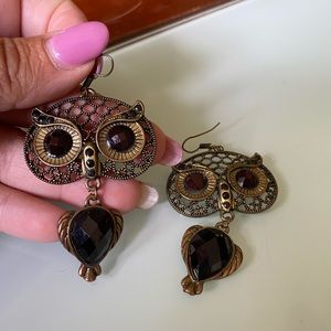 Costume jewelry owl earrings